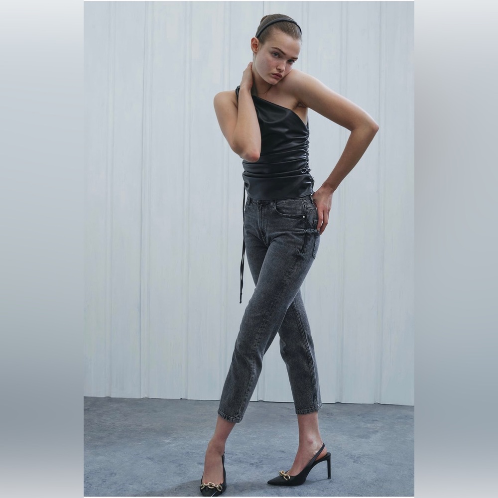 Zara faux leather draped top  *BLOGGERS FAVORITE*